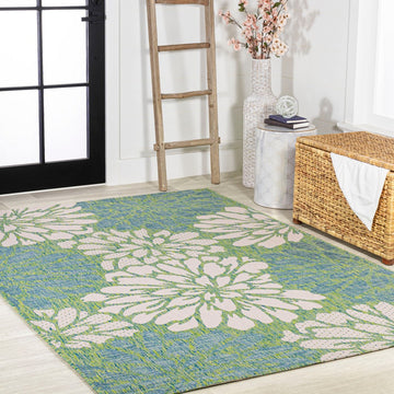 Zinnia Modern Floral Textured Weave Indoor/outdoor Area Rug